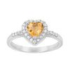 925 Sterling Silver Heart Cut 6mm Citrine Women Engagement Ring - Kimaya INC