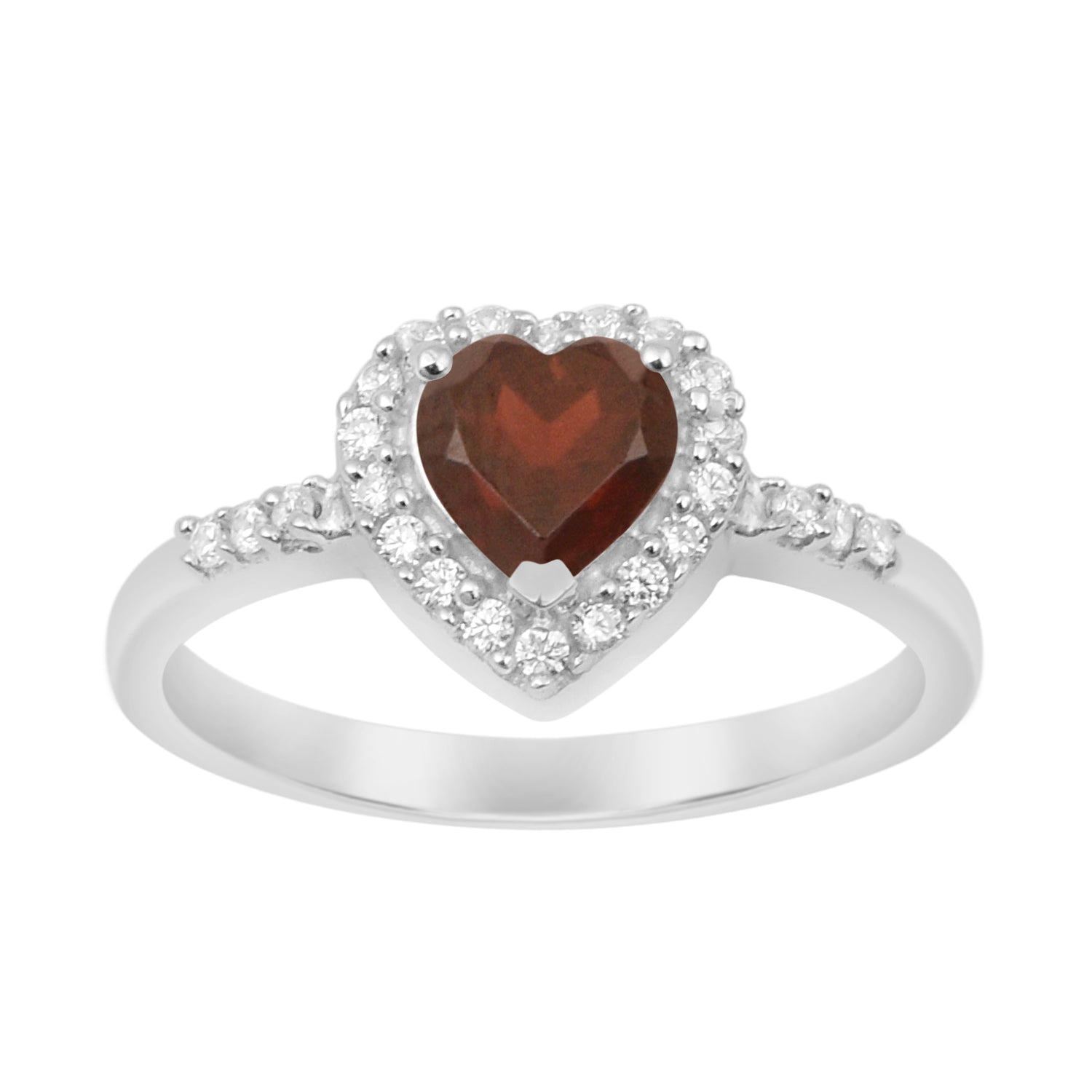 925 Sterling Silver Heart Cut 6mm Garnet Women Engagement Ring - Kimaya INC