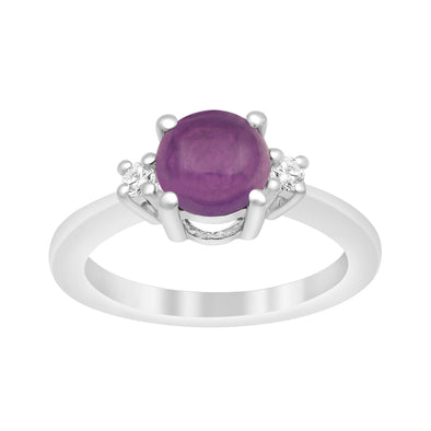 Round 8mm Amethyst Gemstone 925 Sterling Silver Solitaire Ring - Kimaya INC