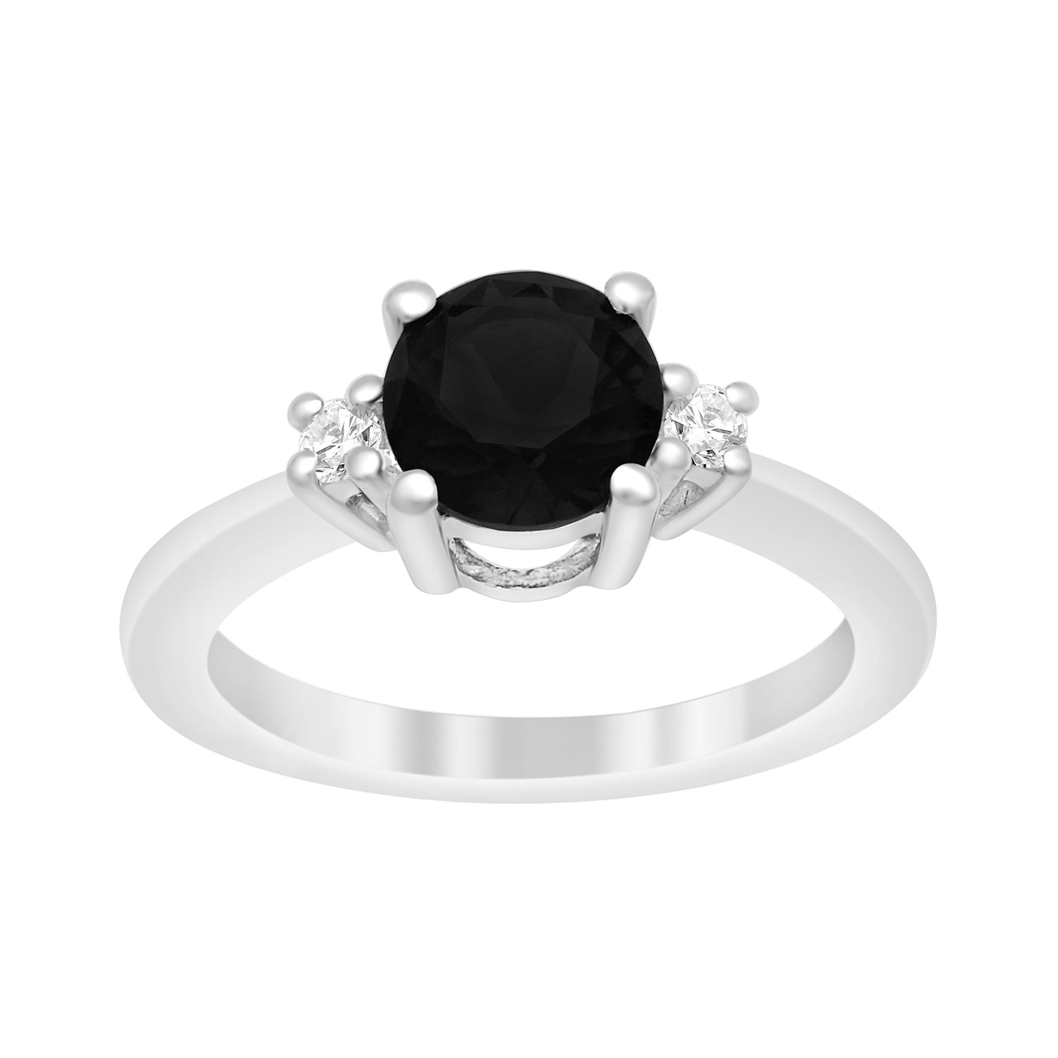 Round 8mm Black Spinel Gemstone 925 Sterling Silver Solitaire Ring - Kimaya INC