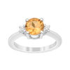 Round 8mm Citrine Gemstone 925 Sterling Silver Solitaire Ring - Kimaya INC