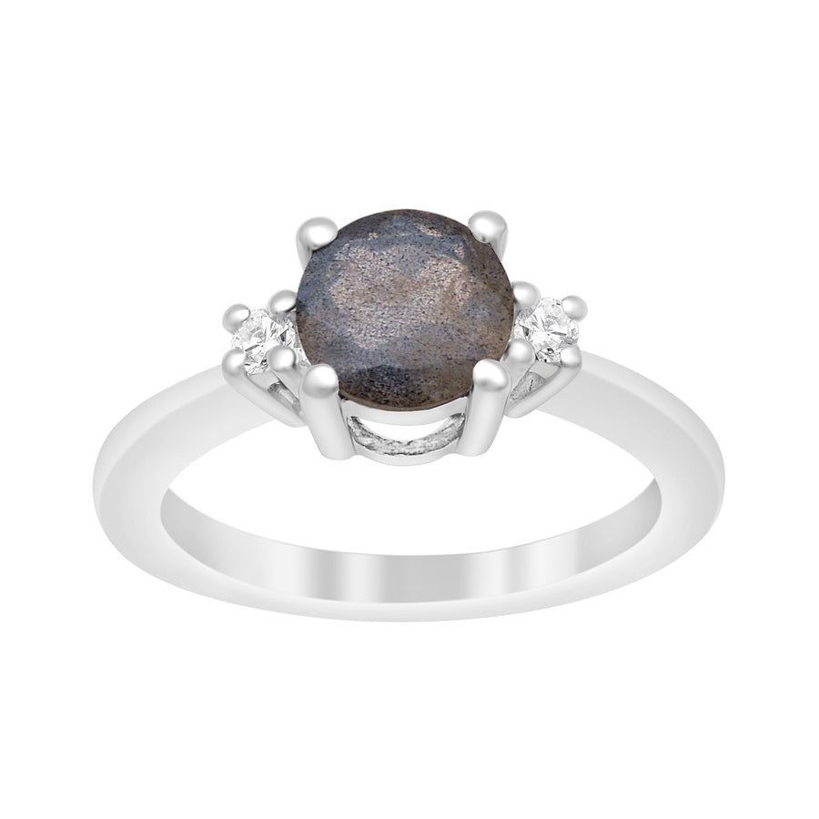 Labradorite Classic Three Stone Ring - Sterling Silver
