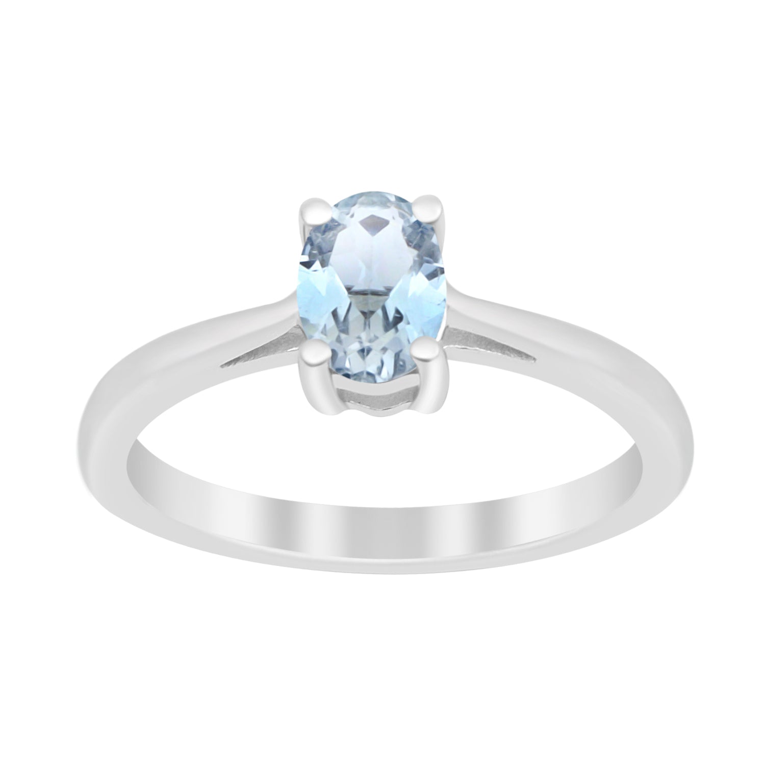 Stackable 925 Sterling Silver Oval 7x5mm Aquamarine Gemstones Women Ring - Kimaya INC