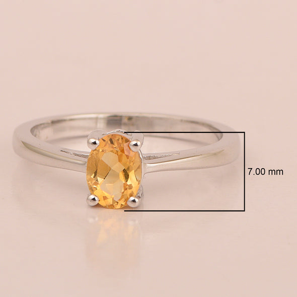 Stackable 925 Sterling Silver Oval 7x5mm Citrine Gemstones Women Ring - Kimaya INC