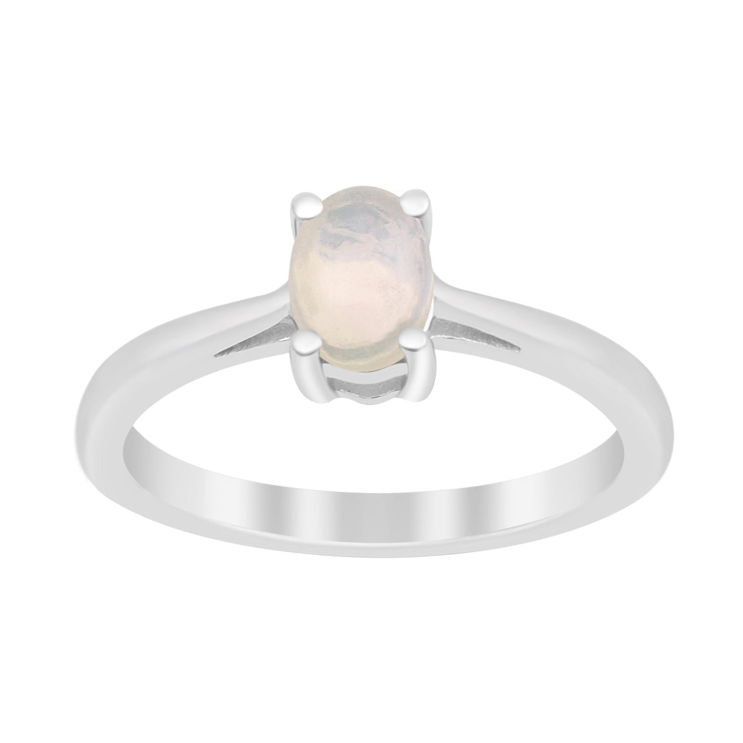 Stackable 925 Sterling Silver Oval 7x5mm Opal Gemstones Women Ring - Kimaya INC