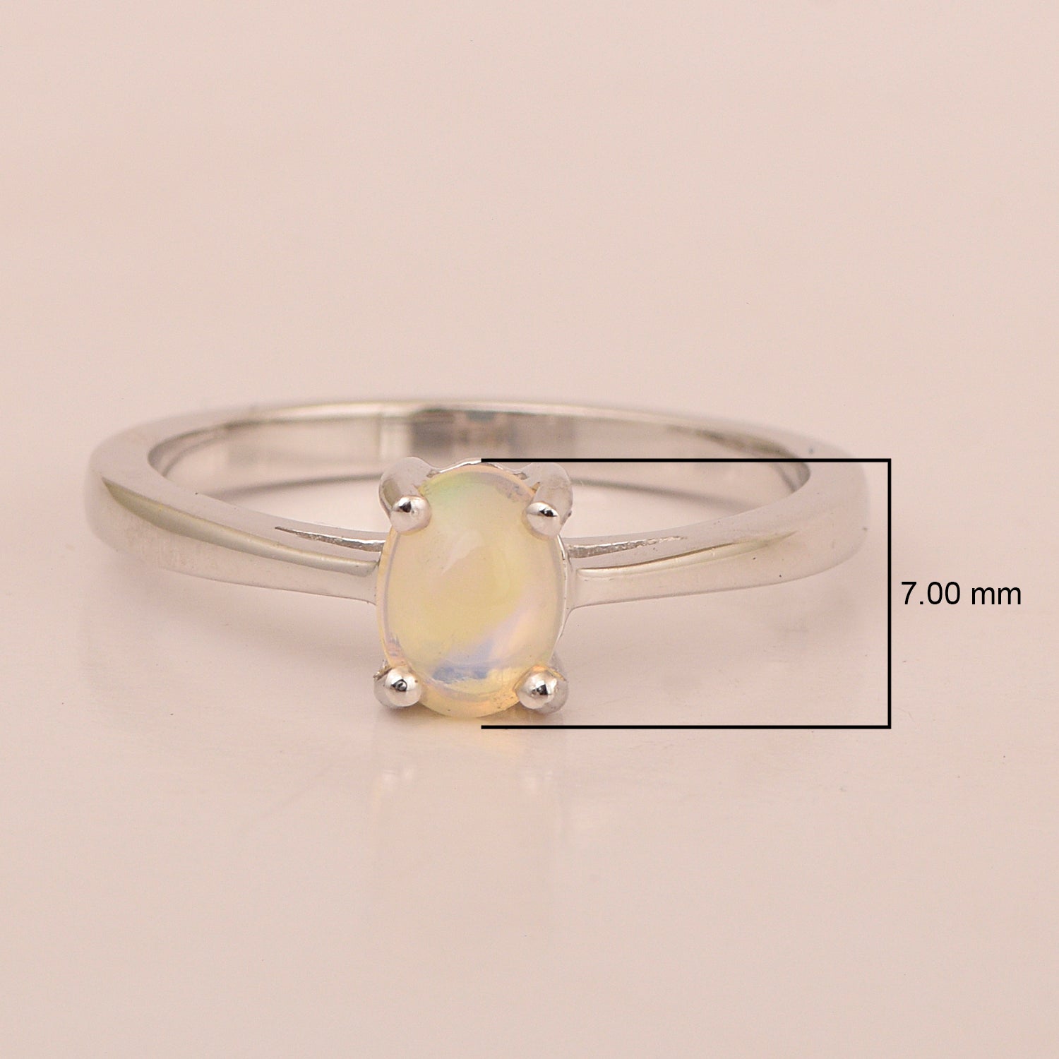 Stackable 925 Sterling Silver Oval 7x5mm Opal Gemstones Women Ring - Kimaya INC