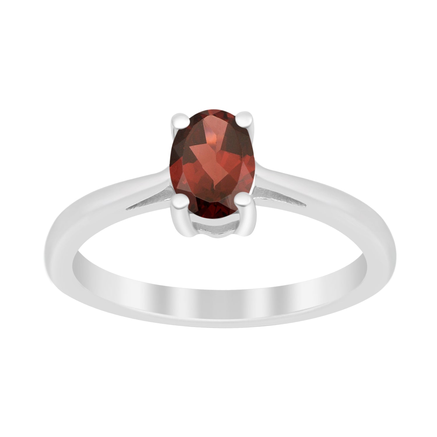 Stackable 925 Sterling Silver Oval 7x5mm Garnet Gemstones Women Ring - Kimaya INC