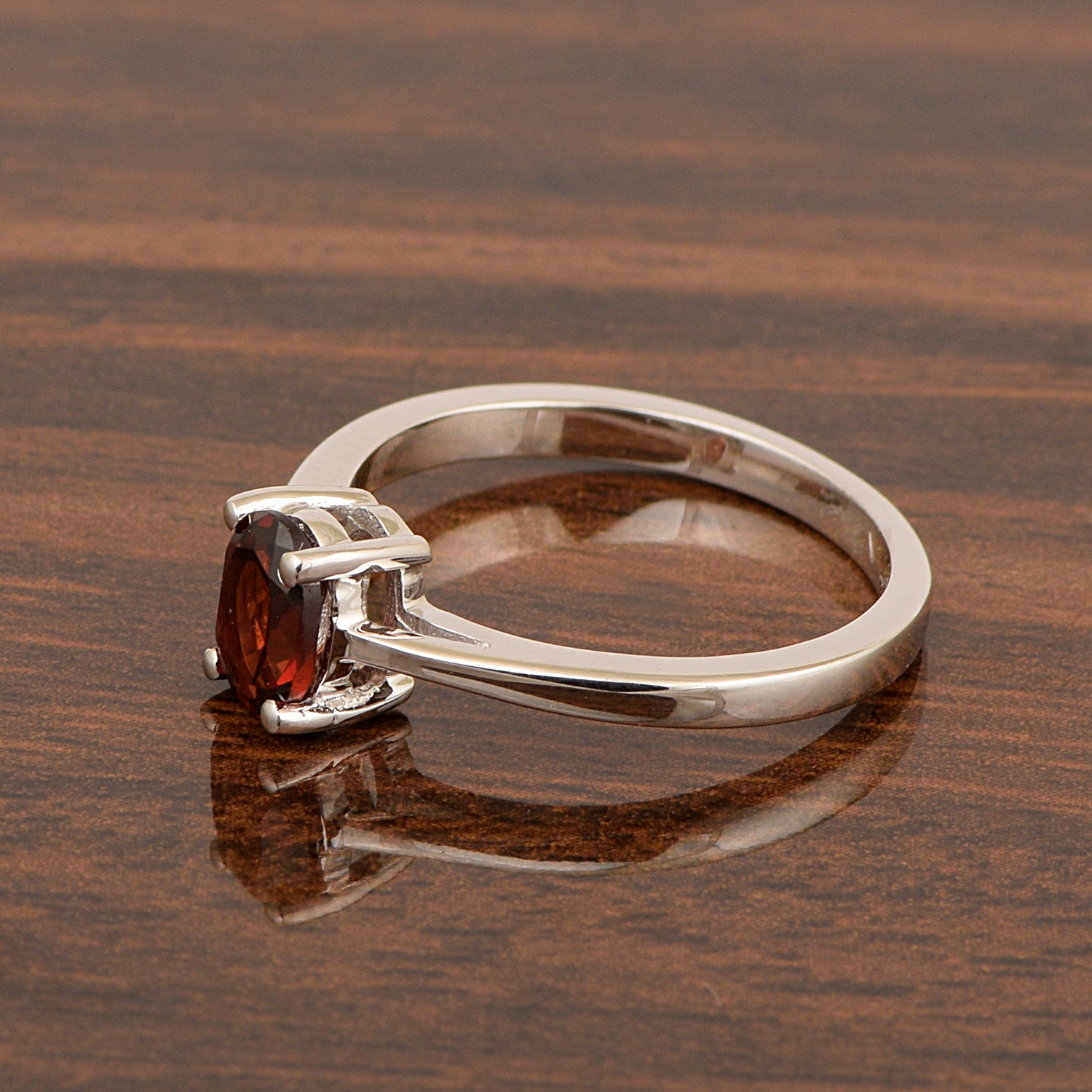 Stackable 925 Sterling Silver Oval 7x5mm Garnet Gemstones Women Ring - Kimaya INC