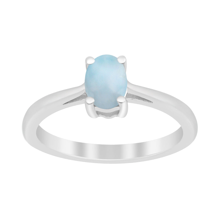 Larimar Solitaire Minimalist Classic Ring- Sterling Silver