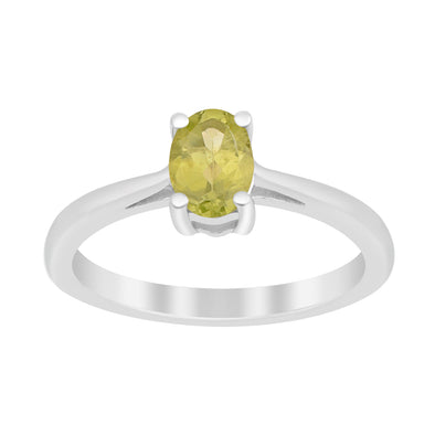Stackable 925 Sterling Silver Oval 7x5mm Peridot Gemstones Women Ring - Kimaya INC