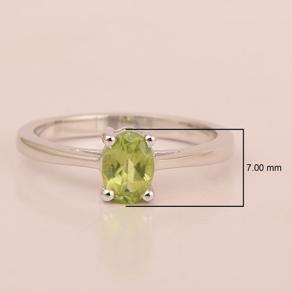 Stackable 925 Sterling Silver Oval 7x5mm Peridot Gemstones Women Ring - Kimaya INC