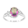 Sterling Silver Oval 2.25 Ctw Mystic Topaz with White Topaz Accent Women Rings - Kimaya INC