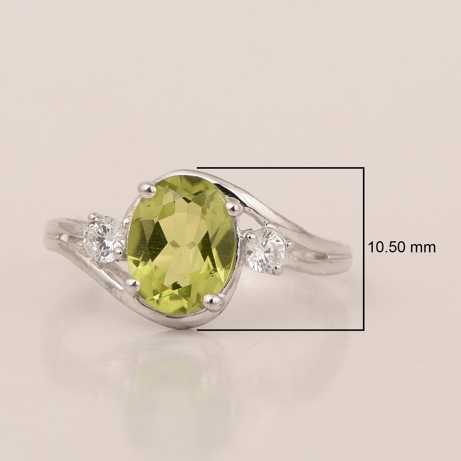 Sterling Silver Oval 2.25 Ctw Peridot with White Topaz Accent Women Rings - Kimaya INC