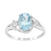 Sterling Silver Oval 2.25 Ctw Swiss Blue Topaz with White Topaz Accent Women Rings - Kimaya INC