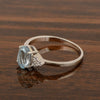 Solitaire Oval 8x6mm Aquamarine & White Accents Women Wedding Ring - Kimaya INC