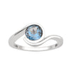 Bar-Set Solitaire 6mm Round London Blue Topaz Bypass Ring 925 Sterling Silver - Kimaya INC