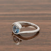Bar-Set Solitaire 6mm Round London Blue Topaz Bypass Ring 925 Sterling Silver - Kimaya INC
