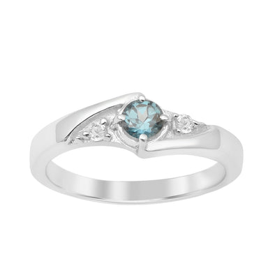 925 Sterling Silver Round 0.35 Ctw London Blue Topaz Women's Engagement Ring - Kimaya INC