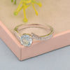 Solid 925 Sterling Silver Round 6mm Aquamarine Gemstone Women Promise Ring - Kimaya INC
