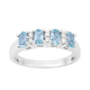925 Sterling Silver Oval 5X3MM Swiss Blue Topaz & White Topaz Women Wedding Ring - Kimaya INC
