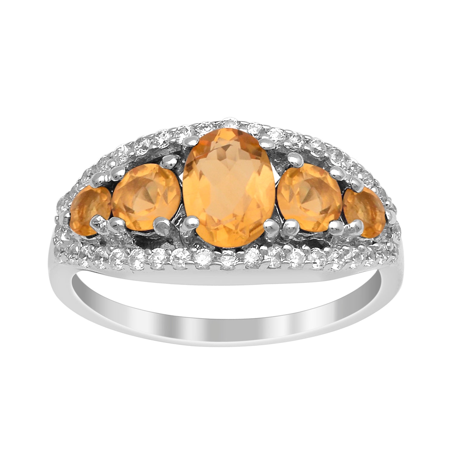925 Sterling Silver 2.20 Ctw Oval Citrine Women Love Promise Ring - Kimaya INC