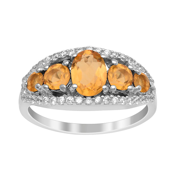 925 Sterling Silver 2.20 Ctw Oval Citrine Women Love Promise Ring - Kimaya INC