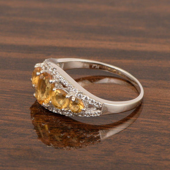 925 Sterling Silver 2.20 Ctw Oval Citrine Women Love Promise Ring - Kimaya INC
