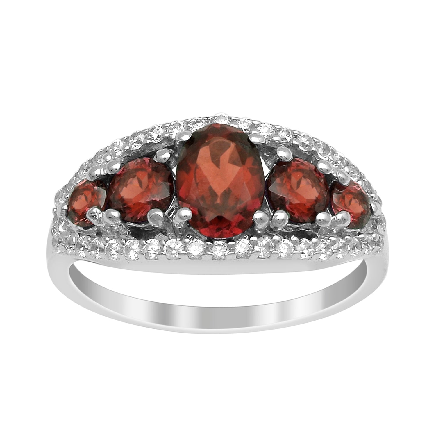 925 Sterling Silver 2.20 Ctw Oval Garnet Women Love Promise Ring - Kimaya INC