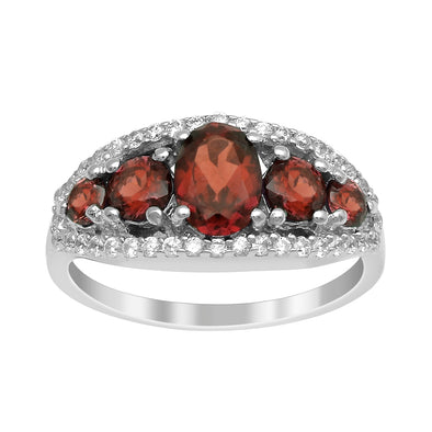 925 Sterling Silver 2.20 Ctw Oval Garnet Women Love Promise Ring - Kimaya INC