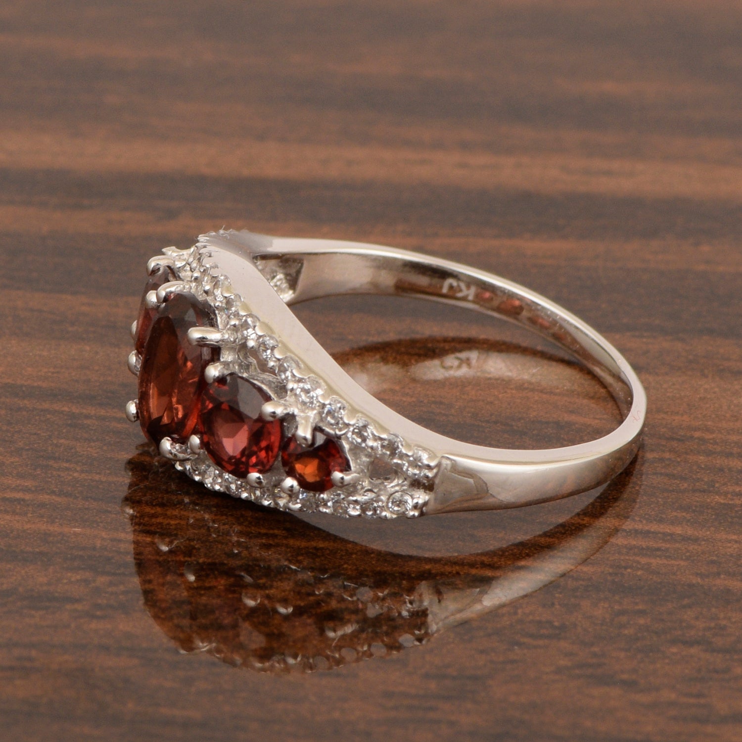 925 Sterling Silver 2.20 Ctw Oval Garnet Women Love Promise Ring - Kimaya INC