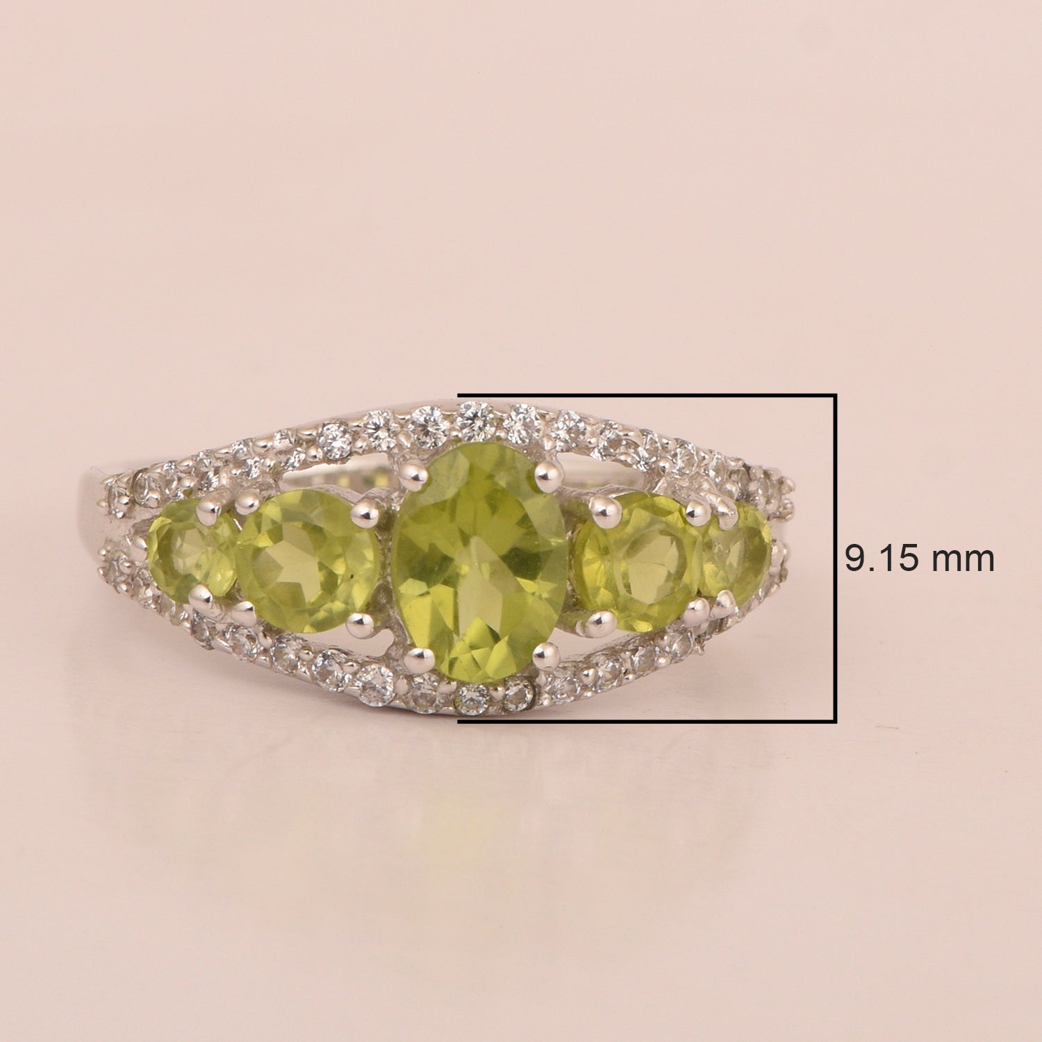 925 Sterling Silver 2.20 Ctw Oval Peridot Women Love Promise Ring - Kimaya INC