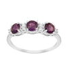 Three Stone Style Round Amethyst 925 Sterling Silver Women Anniversary Ring - Kimaya INC