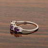 Three Stone Style Round Amethyst 925 Sterling Silver Women Anniversary Ring - Kimaya INC