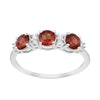 Three Stone Style Round Garnet 925 Sterling Silver Women Anniversary Ring - Kimaya INC