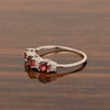 Three Stone Style Round Garnet 925 Sterling Silver Women Anniversary Ring - Kimaya INC
