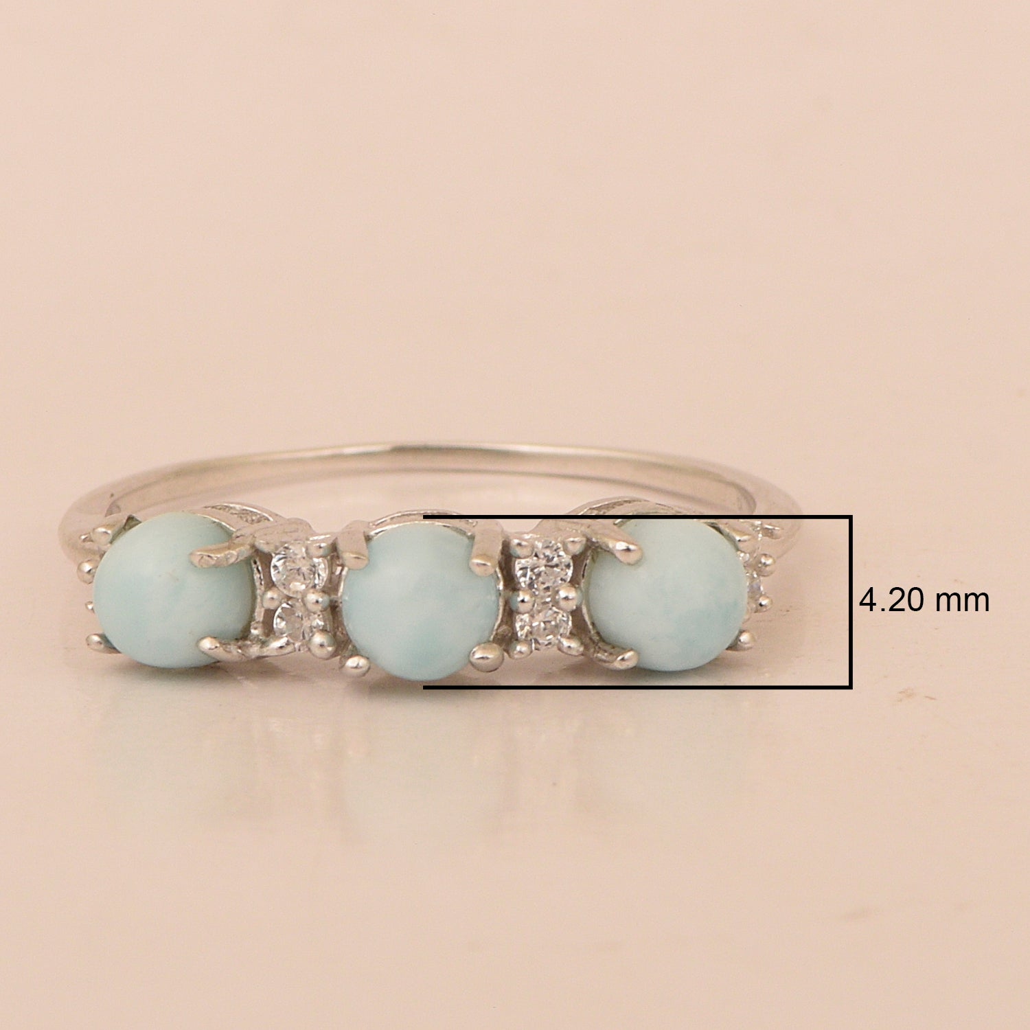 Three Stone Style Round Lapis Lazuli 925 Sterling Silver Women Anniversary Ring - Kimaya INC