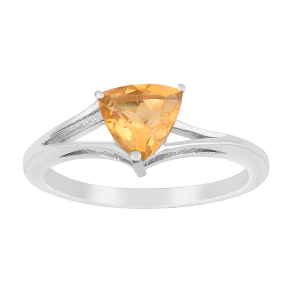 925 Sterling Silver Trillion Cut 7MM Natural Citrine Gemstone Rings - Kimaya INC