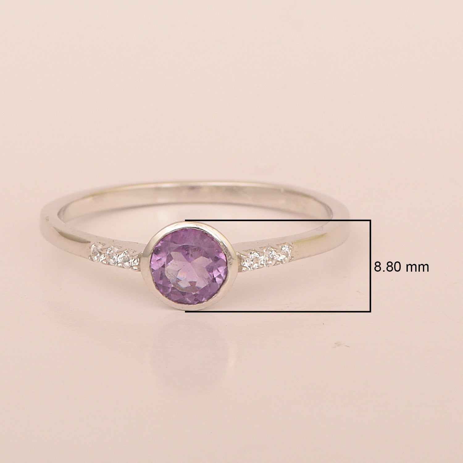 Sterling Silver Round Cut 5mm Amethyst Gemstone Women Wedding Ring - Kimaya INC