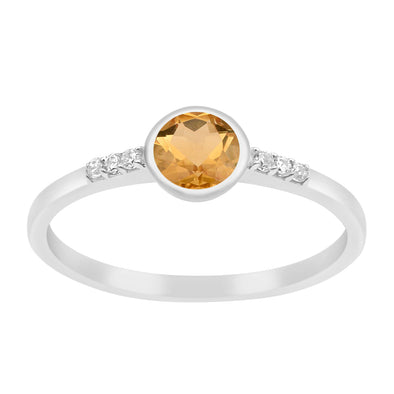 Sterling Silver Round Cut 5mm Citrine Gemstone Women Wedding Ring - Kimaya INC