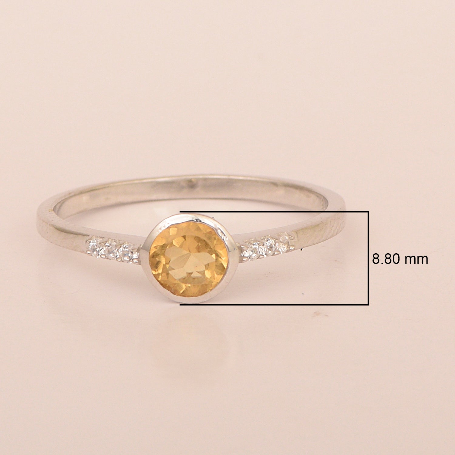 Sterling Silver Round Cut 5mm Citrine Gemstone Women Wedding Ring - Kimaya INC