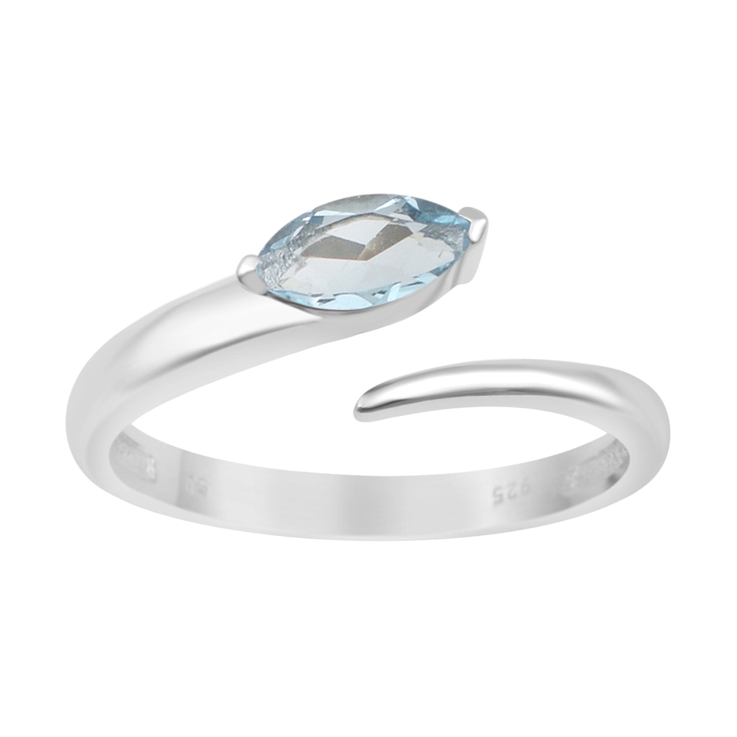 Stackable Marquise 0.70 Ctw Aquamarine Women Engagement Ring - Kimaya INC