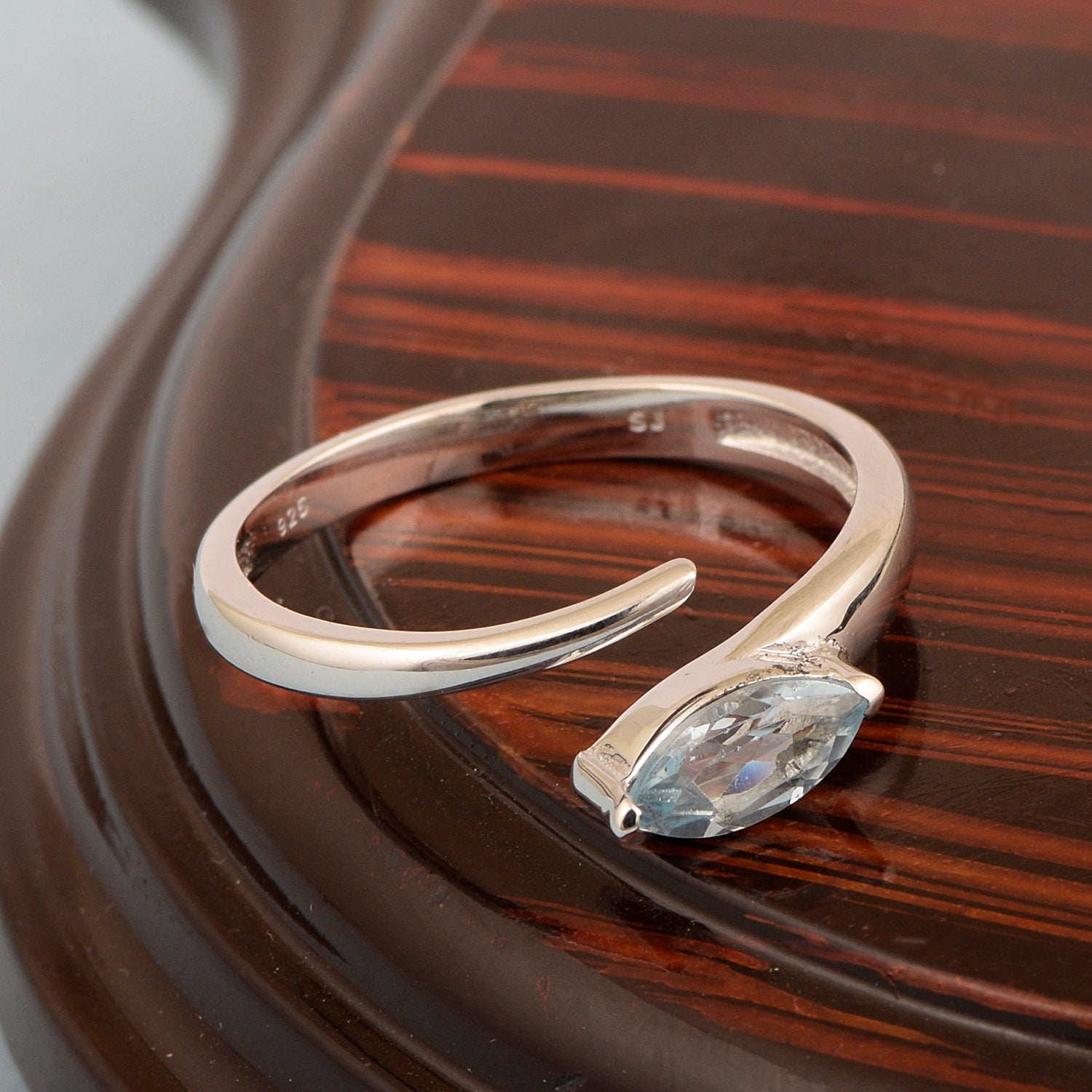 Stackable Marquise 0.70 Ctw Aquamarine Women Engagement Ring - Kimaya INC