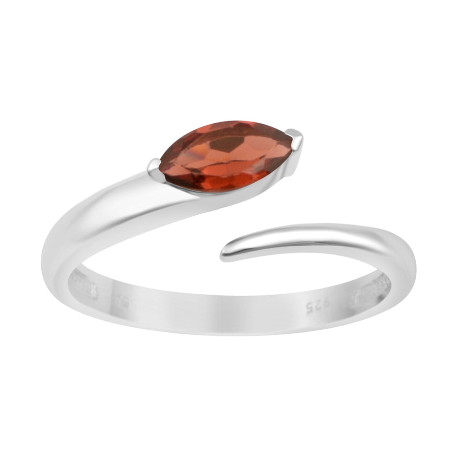 Garnet 0.70 Ctw Marquise Stackable Ring - Sterling Silver