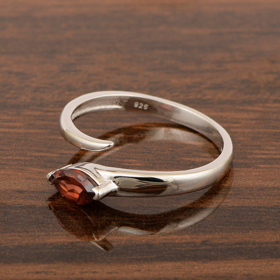 Garnet 0.70 Ctw Marquise Stackable Ring - Sterling Silver