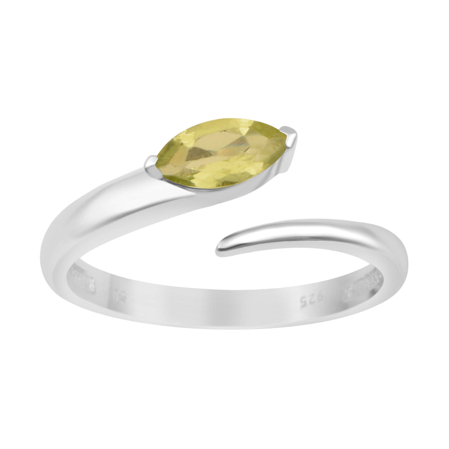 Peridot 0.70 Ctw Marquise Stackable Ring - Sterling Silver