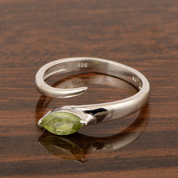 Stackable Marquise 0.70 Ctw Peridot Women Engagement Ring - Kimaya INC