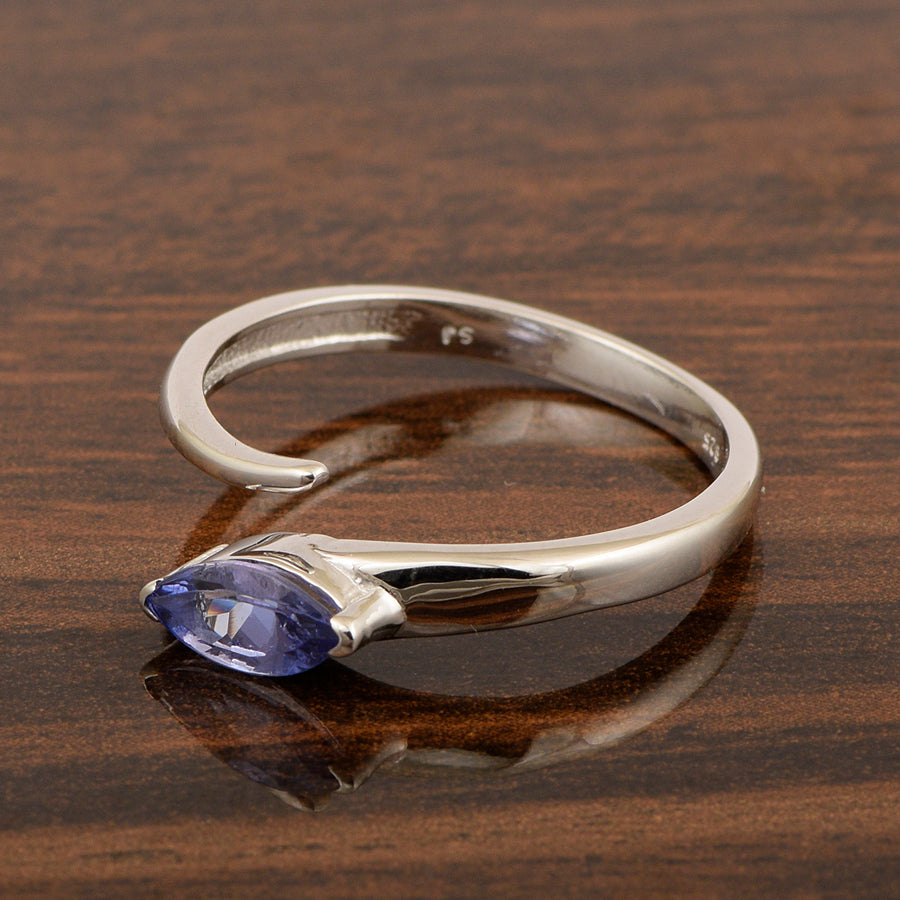 Tanzanite 0.70 Ctw Marquise Stackable Ring - Sterling Silver