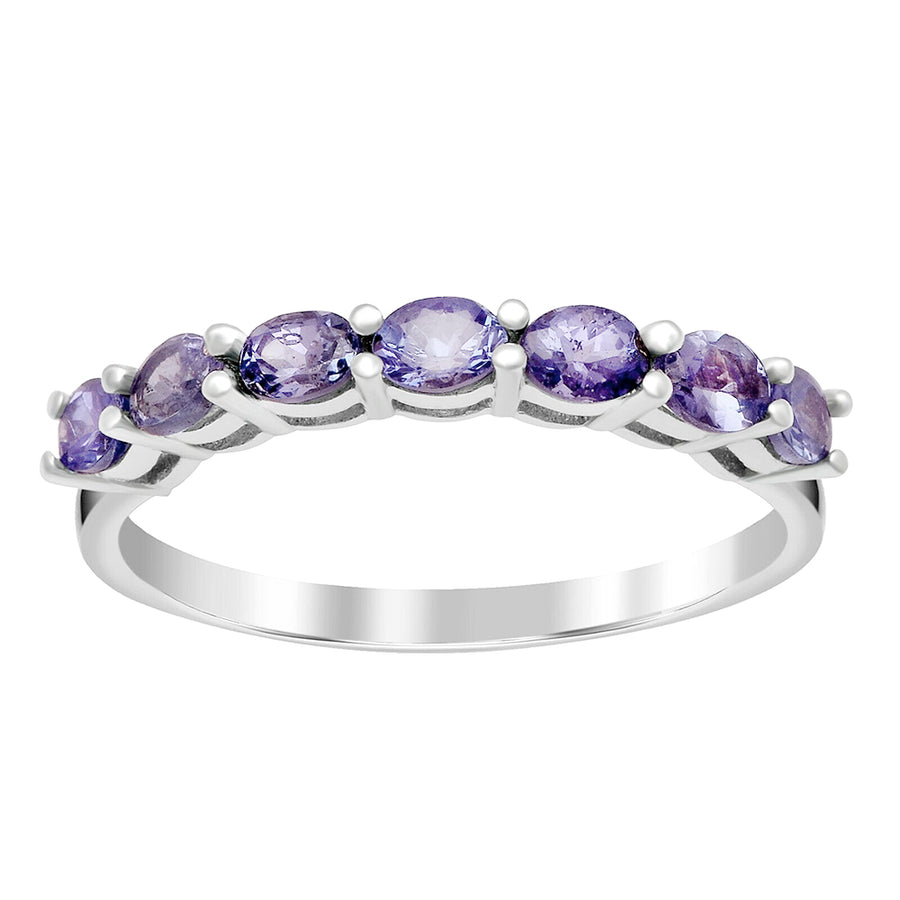 Tanzanite  Oval 4x3 MM Eternity Ring - Sterling Silver