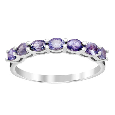 Sterling Silver Oval 4X3 MM Tanzanite Women Eternity Wedding Ring - Kimaya INC