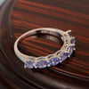 Sterling Silver Oval 4X3 MM Tanzanite Women Eternity Wedding Ring - Kimaya INC